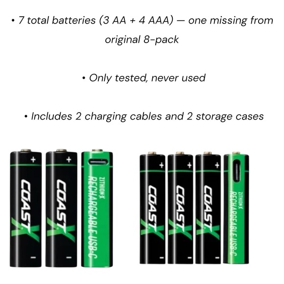 Coast - ZITHION-X USB-C Rechargeable Batteries (7-Pack AA/AAA) - Picture 3 of 6